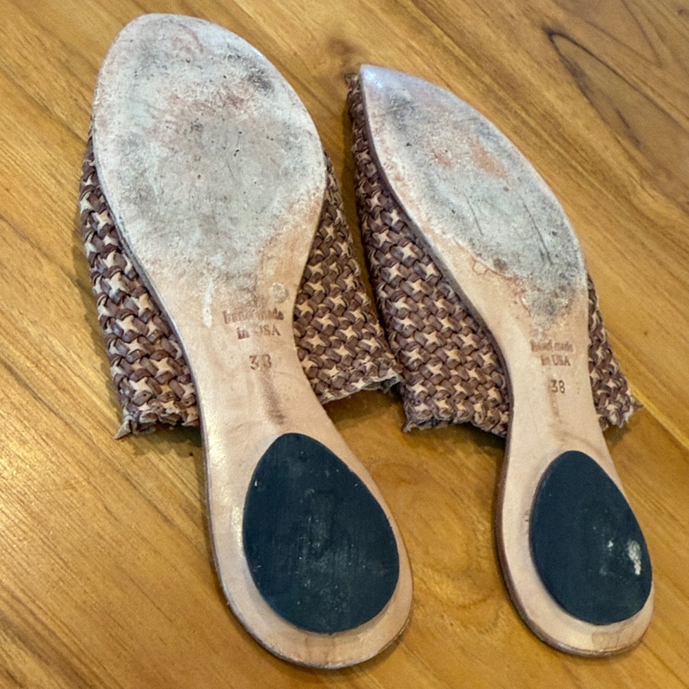 CYDWOQ Woven Pointed-Toe Mules in Brown - Picture 8 of 9